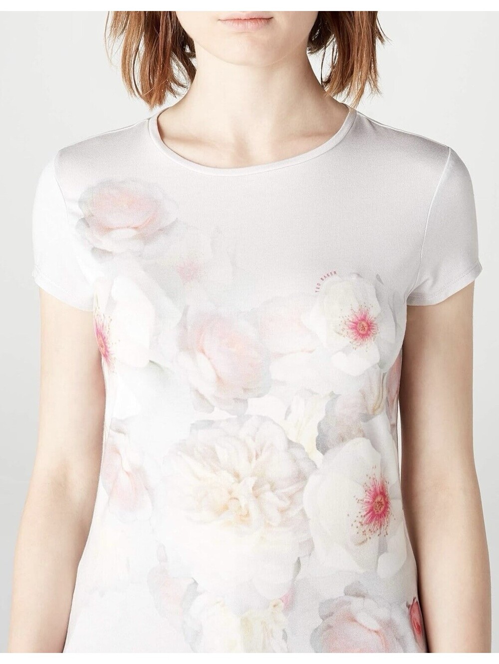 TED BAKER LONDON TAMRAA Cap Sleeve Chelsea Fitted Tee In Light Grey-Size 1|US 4